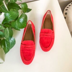 J. Crew Genuine Suede Loafers in Red